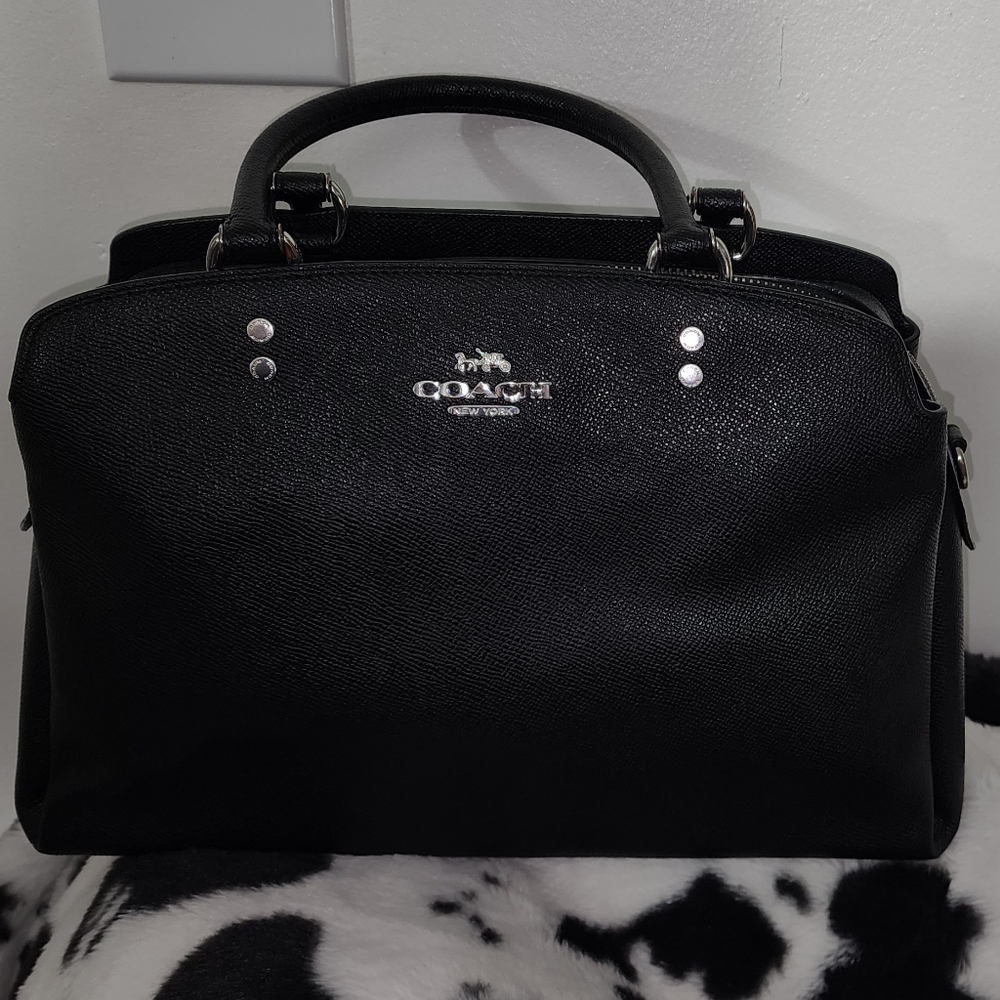 Coach Black Satchel with Silver Accents